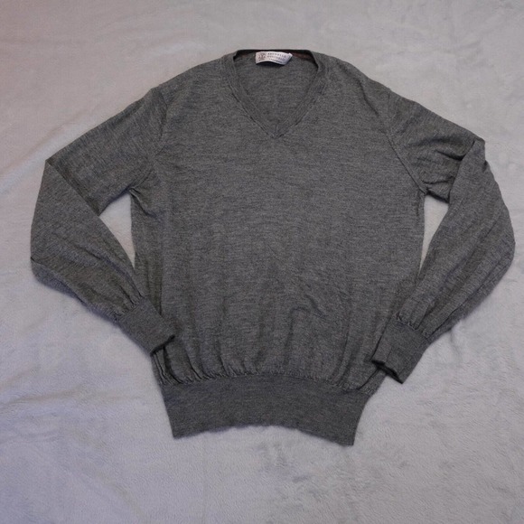 Brunello Cucinelli Womens sweater M 100% Cashmere Made In Italy Right Knit Grey - Picture 1 of 11
